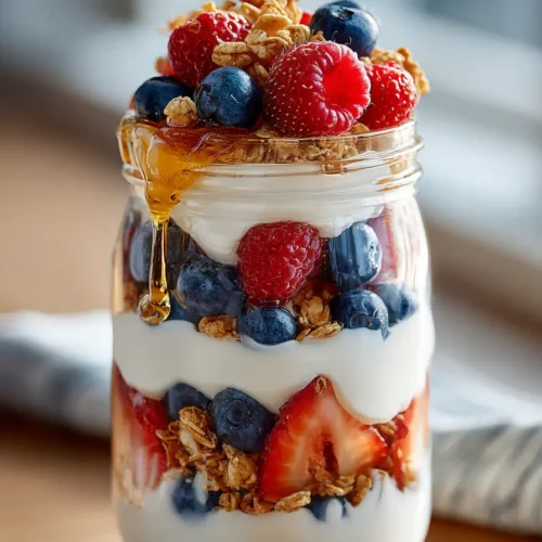 Greek Yogurt Parfait with Granola and Berries to share